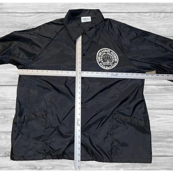 Vintage Karate Academy Tang Soo Black Windbreaker Jacket Men’s Size X-Large - Picture 5 of 7